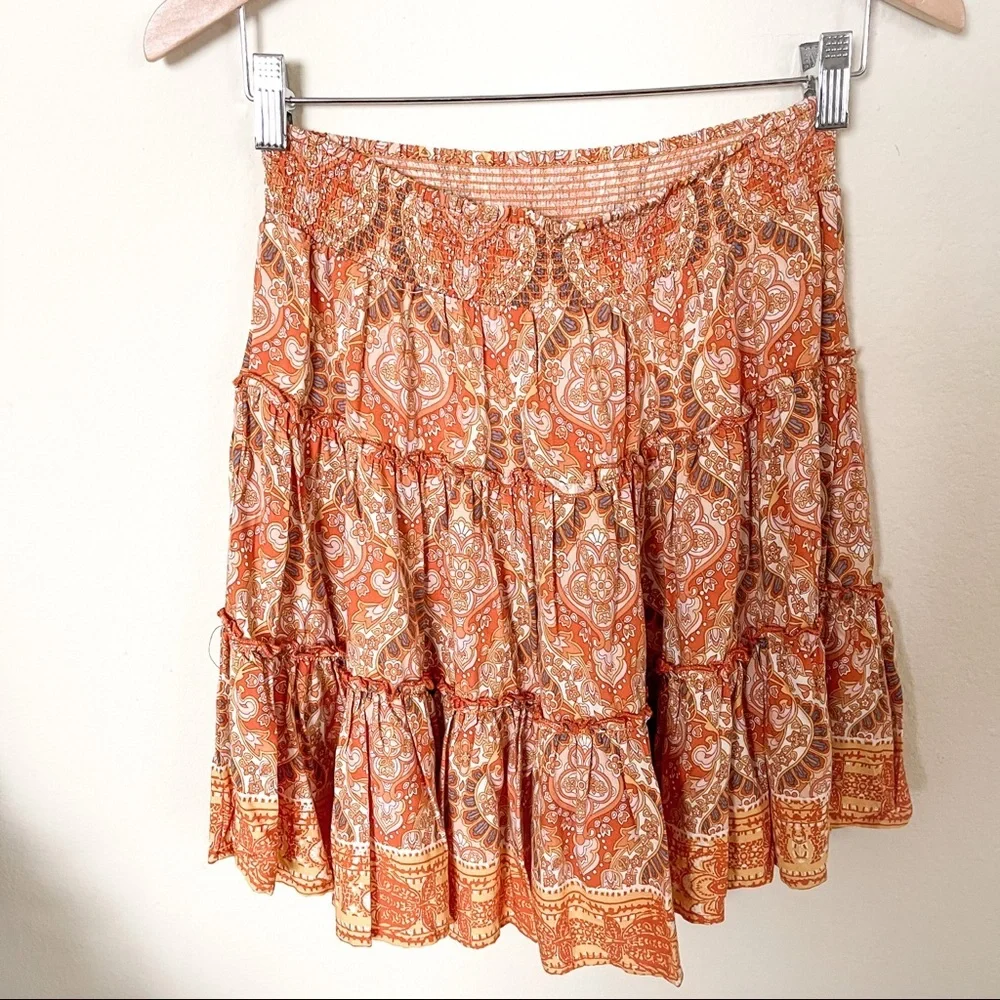 NWT Rachel Zoe Pleated Paisley Floral Print Mini Skirt